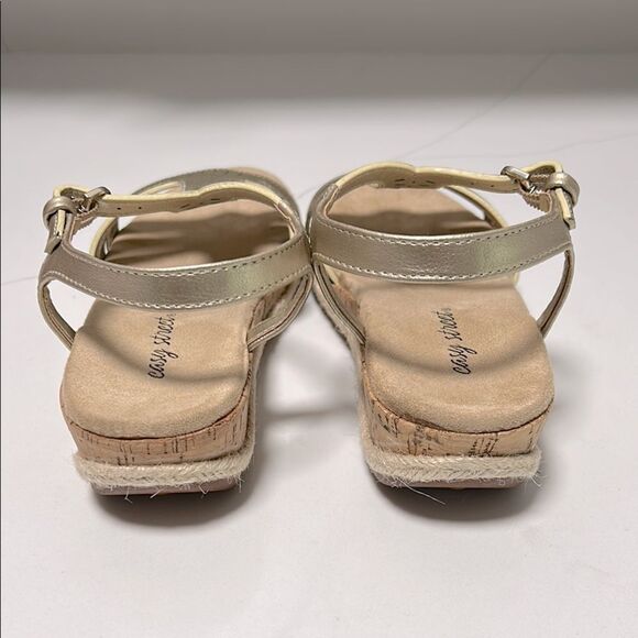 Easy Street Women's Gold Wedge Sandals - Picture 4 of 8